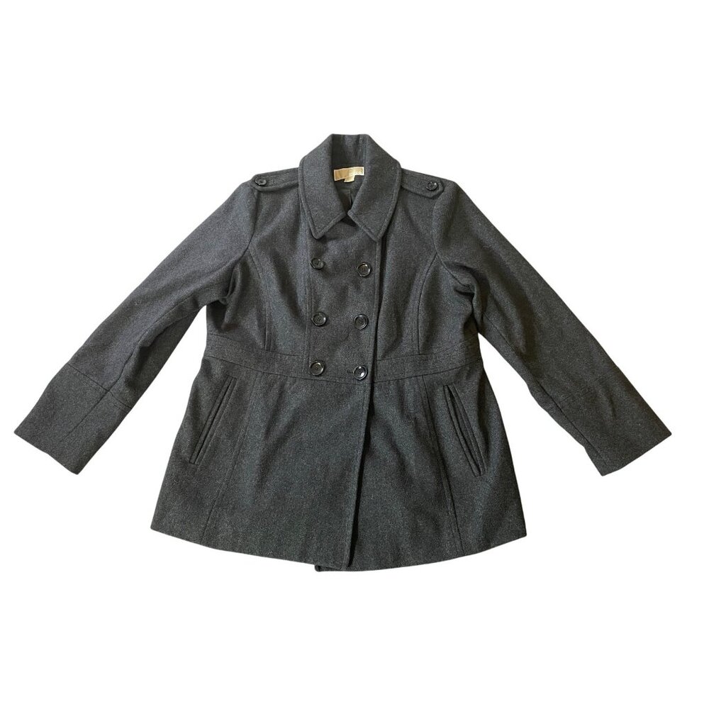 MICHAEL Michael Kors Charcoal Gray Double-Breasted Wool Coat